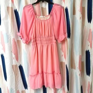 NWOT Chris & Carol Pink Babydoll Mini Dress Size Large